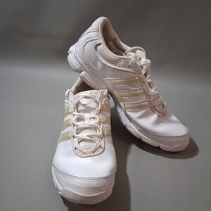 Adidas Womens Running Shoes White Gold Sneakers Size 9.5 Athletic Low Top 2016